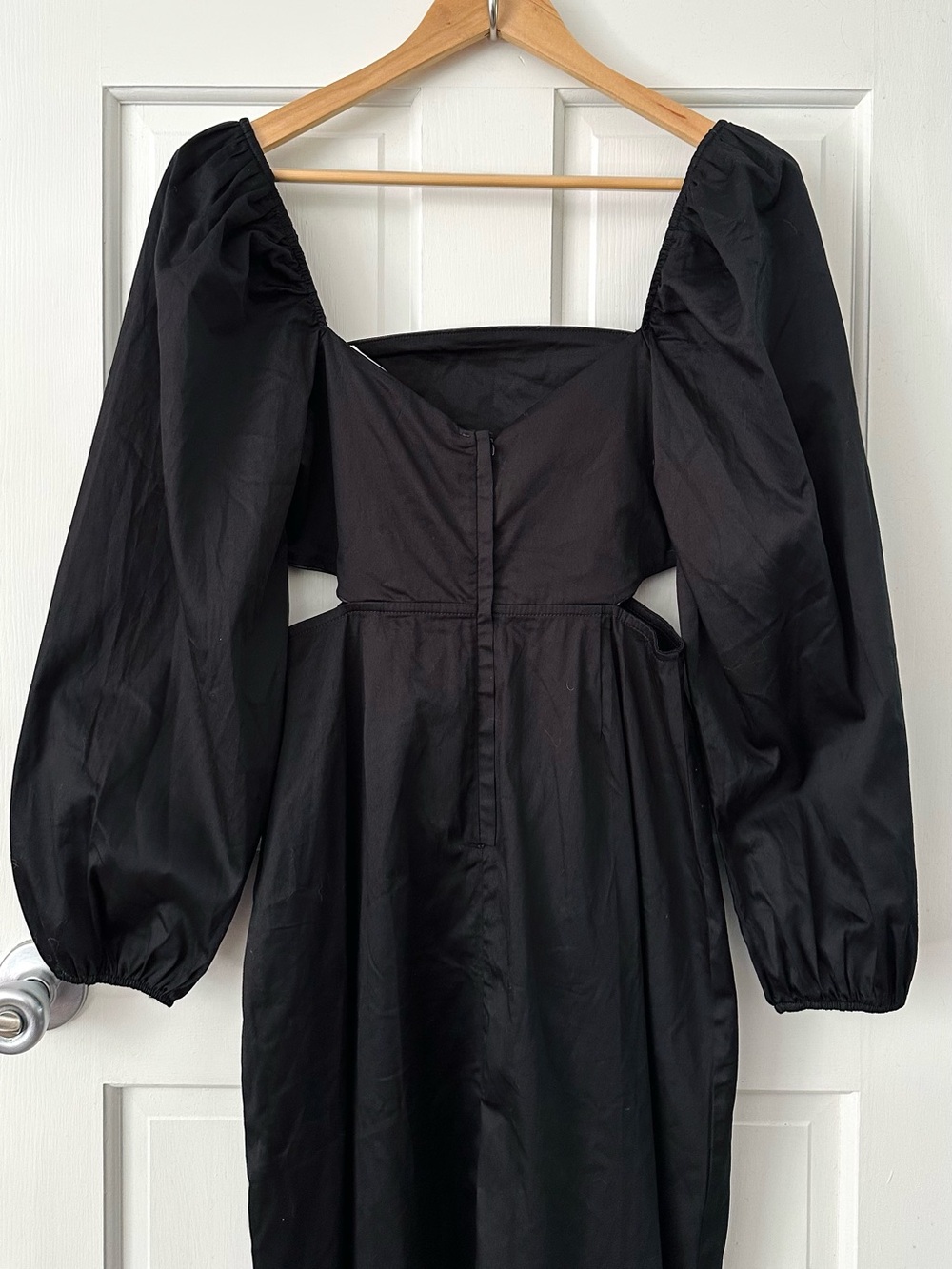 Especia Black Embroidered Cut Out Maxi Dress Puff Long Sleeves Anthropologie XS - Picture 8 of 16